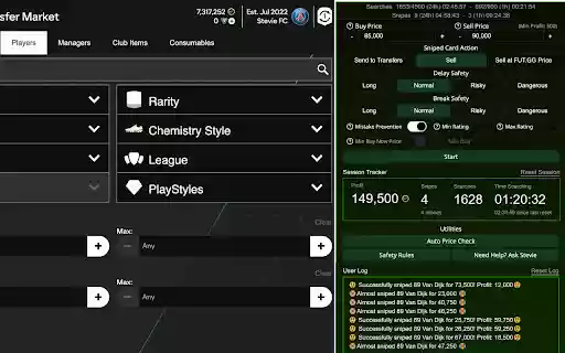 FC 25 Sniping Bot Stevies Sniper  from Chrome web store to be run with OffiDocs Chromium online