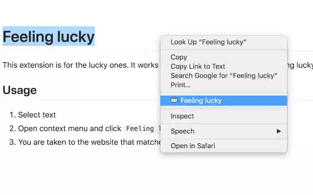 Feeling Lucky  from Chrome web store to be run with OffiDocs Chromium online