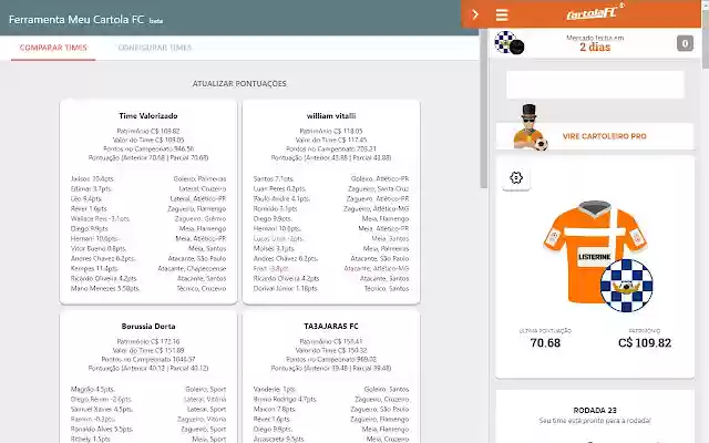 Ferramenta Meu Cartola FC  from Chrome web store to be run with OffiDocs Chromium online
