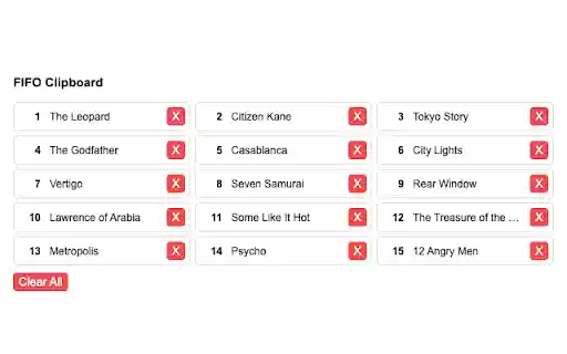 FIFO Clipboard  from Chrome web store to be run with OffiDocs Chromium online