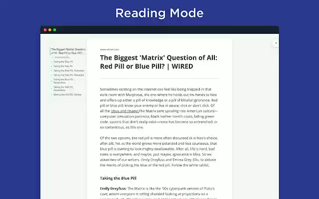 Fika Reader Mode  from Chrome web store to be run with OffiDocs Chromium online