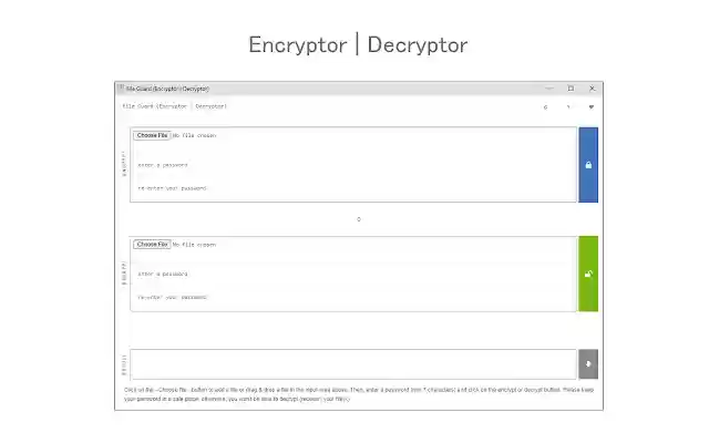 File Guard (Encryptor | Decryptor) from Chrome web store to be run with OffiDocs Chromium online File Guard (Encryptor | Decryptor) from Chrome web store to be run with OffiDocs Chromium online
