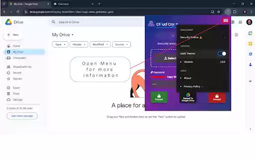 Files client side encryption  from Chrome web store to be run with OffiDocs Chromium online