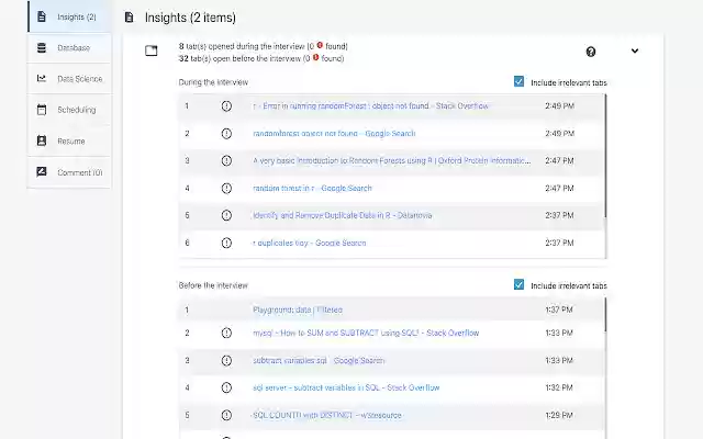 Filtered Interview Tool  from Chrome web store to be run with OffiDocs Chromium online