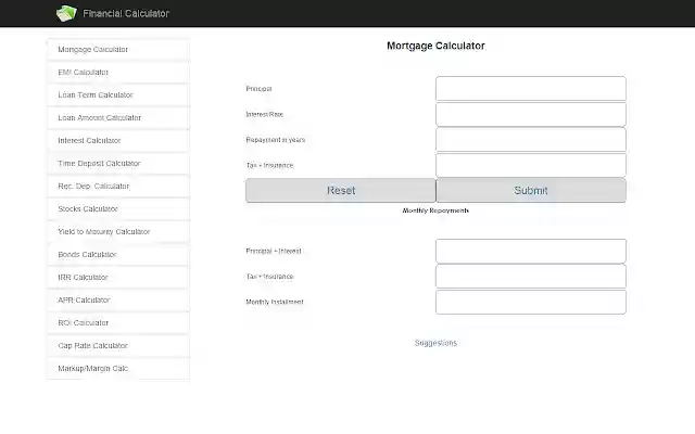 Financial calculator  from Chrome web store to be run with OffiDocs Chromium online