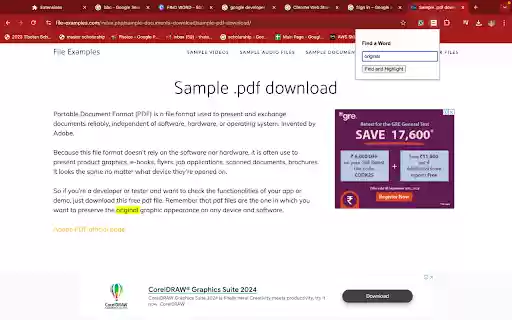 Find Words in Page  from Chrome web store to be run with OffiDocs Chromium online