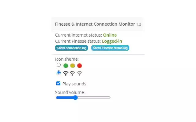 OffiDocs Chromium オンラインで実行される Chrome Web ストアの Finesse および Internet Connection Monitor