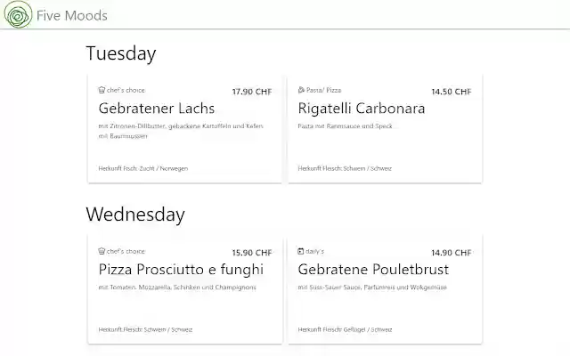 Five Moods Restaurant  from Chrome web store to be run with OffiDocs Chromium online