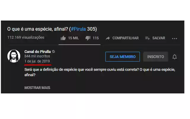 Fix Youtube Date Bug  from Chrome web store to be run with OffiDocs Chromium online