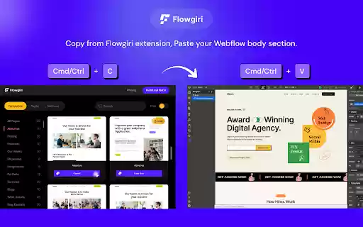 Flowgiri Webflow chrome extension  from Chrome web store to be run with OffiDocs Chromium online