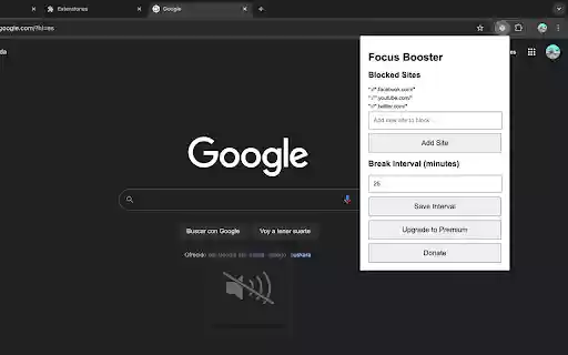 Focus Booster  from Chrome web store to be run with OffiDocs Chromium online