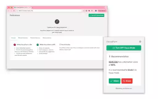 FocusFlow AI Assisted, Distraction Free Productivity Tool  from Chrome web store to be run with OffiDocs Chromium online