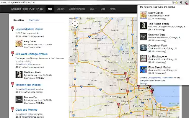 Food Truck Finder Notifier from Chrome web store to be run with OffiDocs Chromium online Food Truck Finder Notifier from Chrome web store to be run with OffiDocs Chromium online