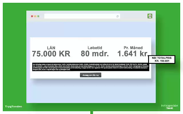 Forbrugerrådet Tænk Låneluppen  from Chrome web store to be run with OffiDocs Chromium online