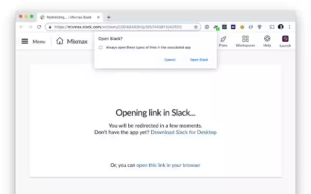 Force Slack in Browser  from Chrome web store to be run with OffiDocs Chromium online