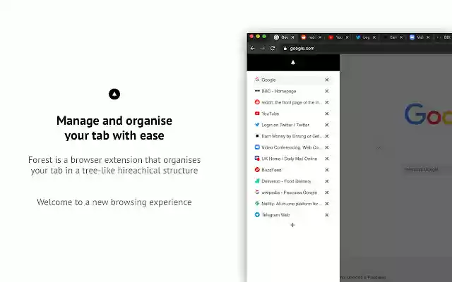 Forest: Tree Style Tab Manager  from Chrome web store to be run with OffiDocs Chromium online