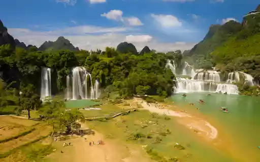 Forest waterfall and lake  from Chrome web store to be run with OffiDocs Chromium online