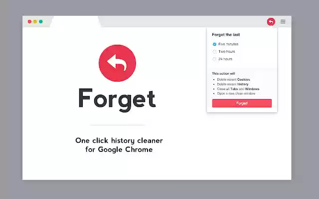 Forget — clear history with one click from Chrome web store to be run with OffiDocs Chromium online Forget — clear history with one click from Chrome web store to be run with OffiDocs Chromium online