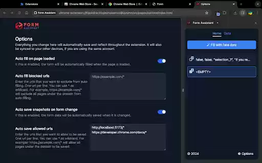 Form Assistant  from Chrome web store to be run with OffiDocs Chromium online
