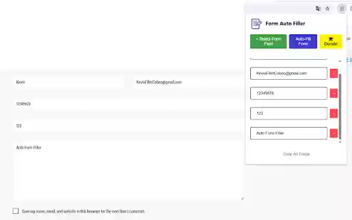 Form AutoFiller  from Chrome web store to be run with OffiDocs Chromium online
