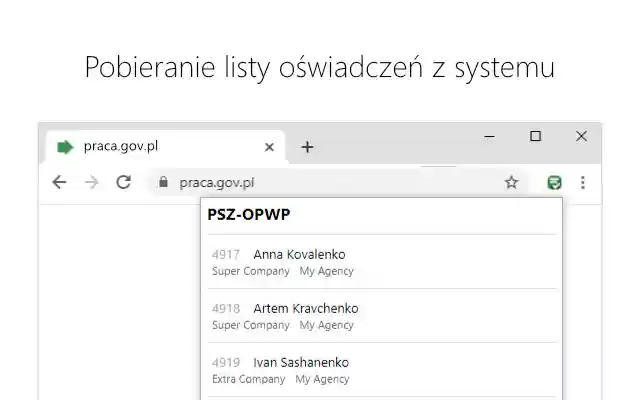 Form Filler praca.gov.pl  from Chrome web store to be run with OffiDocs Chromium online