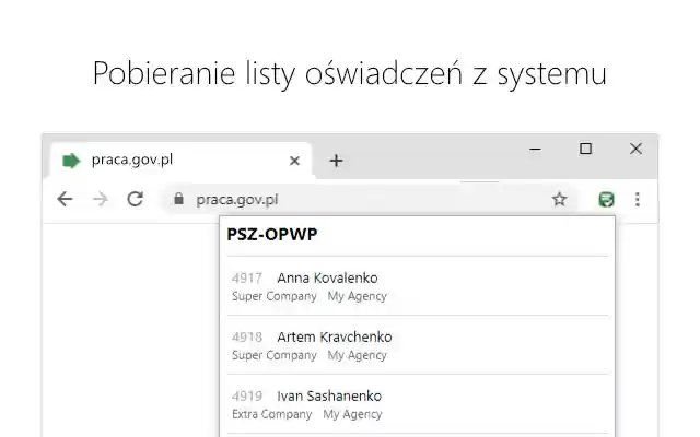 Заповнювач форм praca.gov.pl із веб-магазину Chrome, який можна запускати за допомогою OffiDocs Chromium онлайн