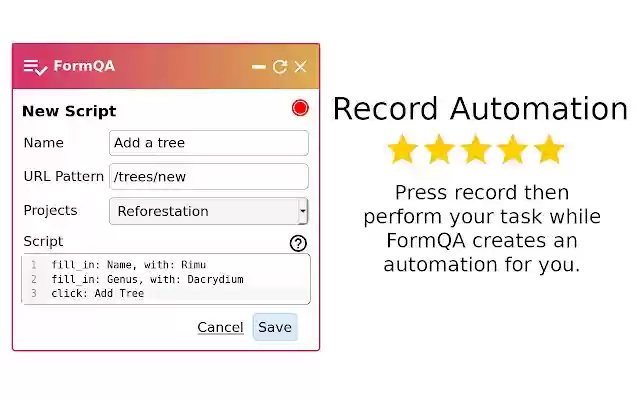 FormQA Simple Browser Automation for Teams  from Chrome web store to be run with OffiDocs Chromium online