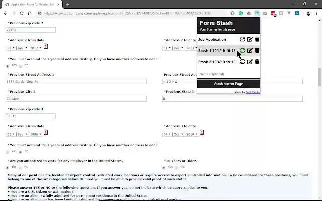Form Stash из интернет-магазина Chrome для запуска с OffiDocs Chromium онлайн
