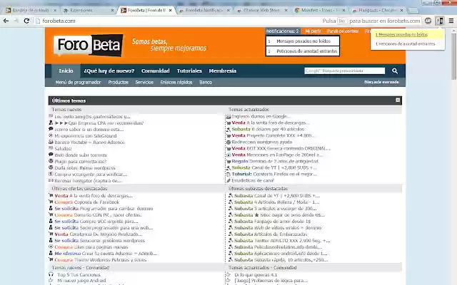 ForoBeta Notificaciones  from Chrome web store to be run with OffiDocs Chromium online