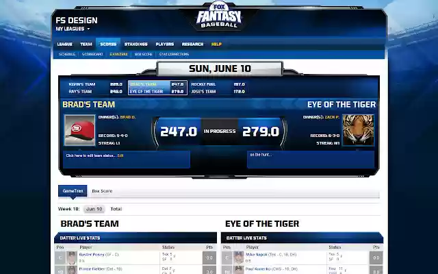FOX Fantasy Baseball  from Chrome web store to be run with OffiDocs Chromium online