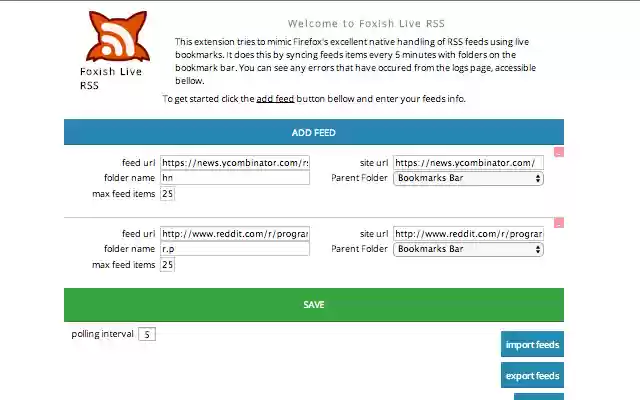 Foxish live RSS  from Chrome web store to be run with OffiDocs Chromium online
