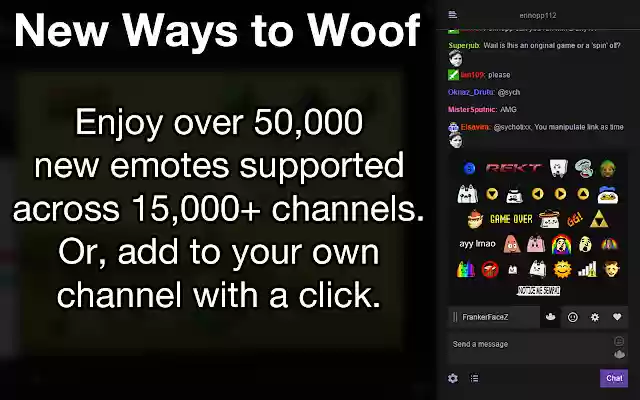FrankerFaceZ  from Chrome web store to be run with OffiDocs Chromium online