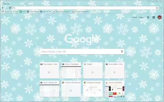 FreeAddon.com Winter Snow Flakes Theme  from Chrome web store to be run with OffiDocs Chromium online