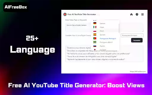 Free AI Youtube Title Generator: AIFreeBox  from Chrome web store to be run with OffiDocs Chromium online