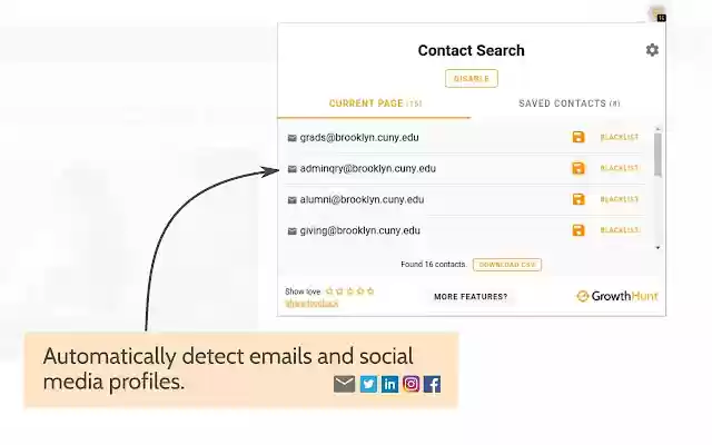 Free Email And Social Extractor Growth Hunt from Chrome web store to be run with OffiDocs Chromium online Free Email And Social Extractor Growth Hunt from Chrome web store to be run with OffiDocs Chromium online