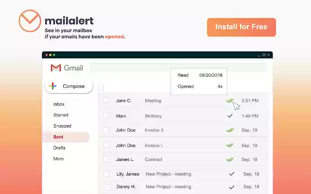 Free Email Tracking for Gmail Mailalert  from Chrome web store to be run with OffiDocs Chromium online