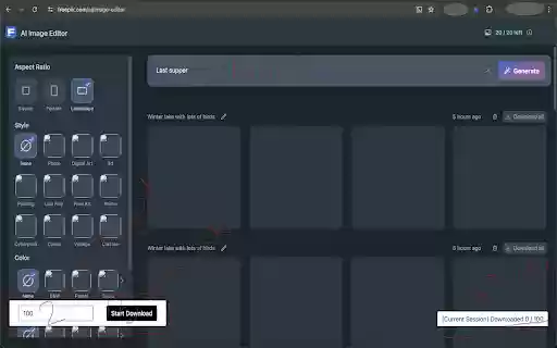 Freepik Bulk Generator  Downloader  from Chrome web store to be run with OffiDocs Chromium online