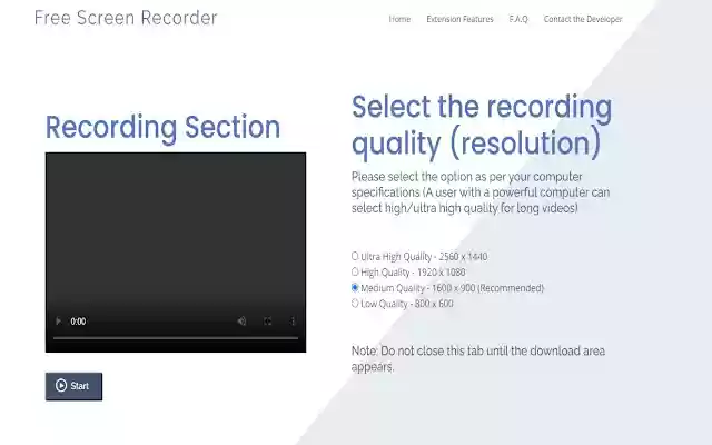 Free Screen Recorder  from Chrome web store to be run with OffiDocs Chromium online