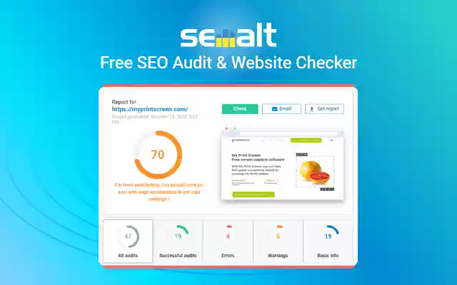 Free SEO Audit  Website Checker by Semalt  from Chrome web store to be run with OffiDocs Chromium online