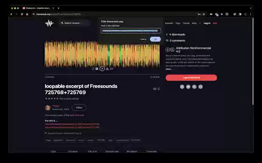 Freesound parser from Chrome web store to be run with OffiDocs Chromium online Freesound parser from Chrome web store to be run with OffiDocs Chromium online