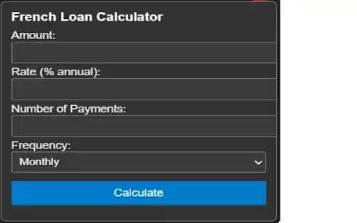 French Loan Amortisation Calculator  from Chrome web store to be run with OffiDocs Chromium online