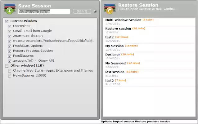 FreshStart Cross Browser Session Manager from Chrome web store to be run with OffiDocs Chromium online FreshStart Cross Browser Session Manager from Chrome web store to be run with OffiDocs Chromium online