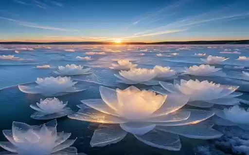 Frozen lake and ice lotus wallpaper  from Chrome web store to be run with OffiDocs Chromium online