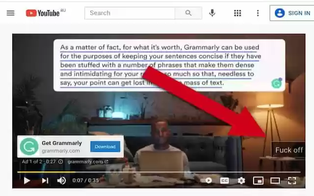 FuckOff.YT  from Chrome web store to be run with OffiDocs Chromium online