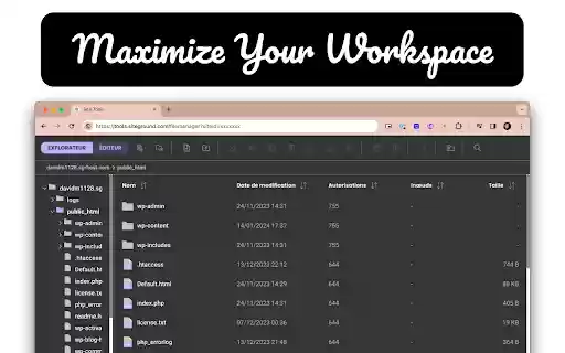 FullScreen Toggle for SiteGround FileManager  from Chrome web store to be run with OffiDocs Chromium online