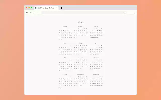 Full Year Calendar Tab  from Chrome web store to be run with OffiDocs Chromium online