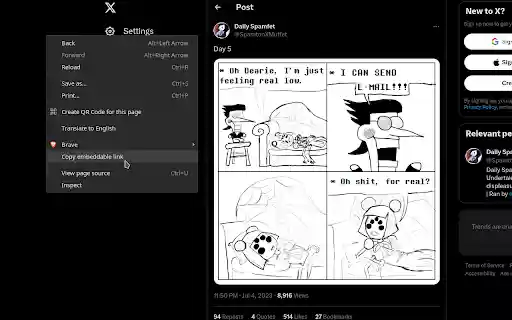 FXTwitter copy  from Chrome web store to be run with OffiDocs Chromium online