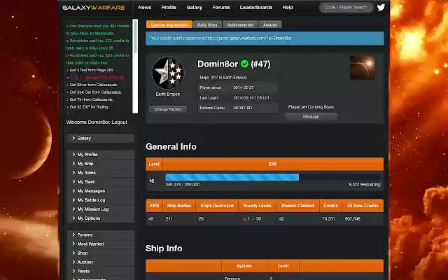 Galaxy Warfare  from Chrome web store to be run with OffiDocs Chromium online