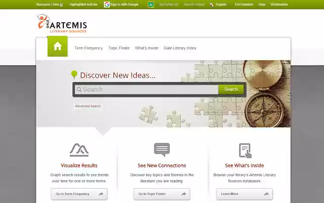 Gale Artemis: Literary Sources  from Chrome web store to be run with OffiDocs Chromium online