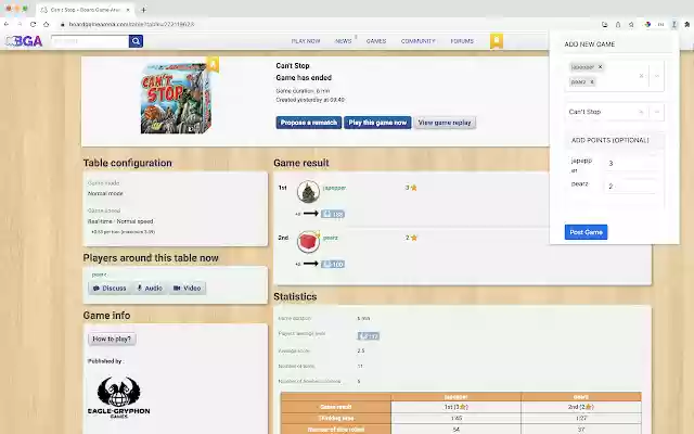 Gamebrag BGA Extension  from Chrome web store to be run with OffiDocs Chromium online